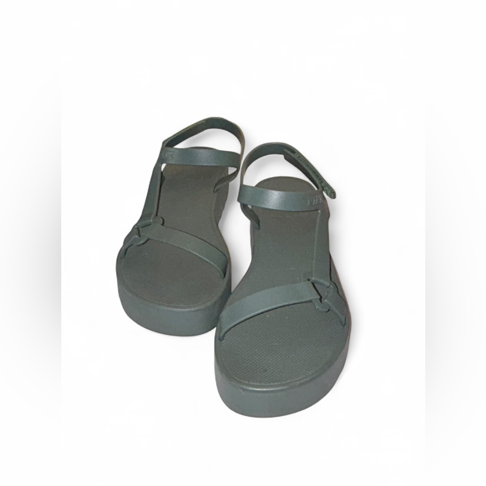 PINK Victoria's Secret Olive Green Platform Strap Sandals